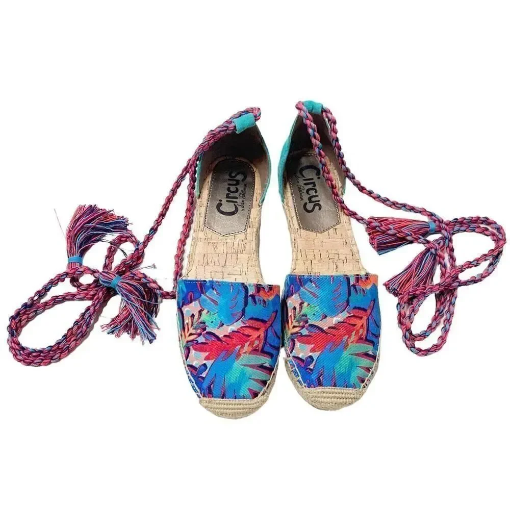 Circus by Sam Edelman Women's Lenora Canvas Espadrille Shoe Ankle Tie Size 8M